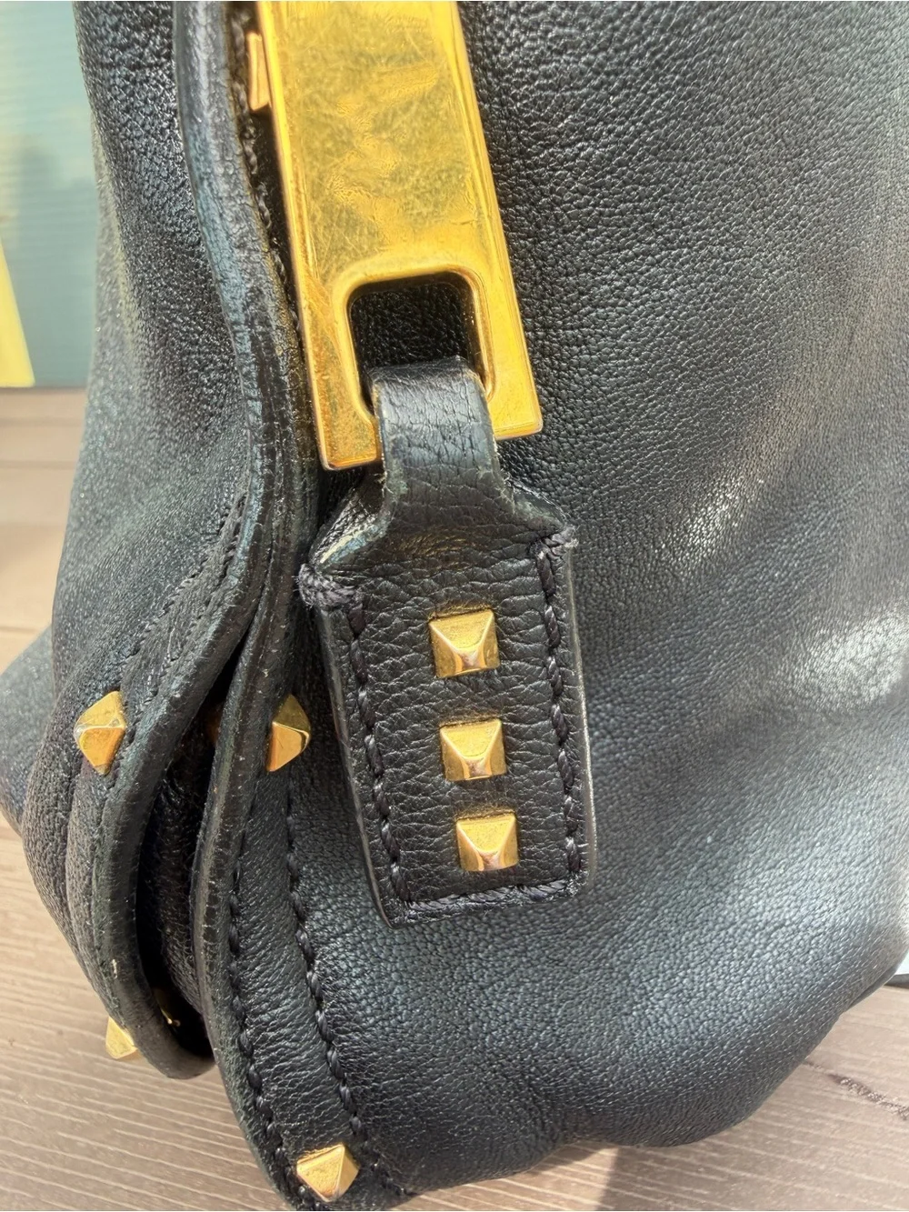 Marc Jacobs Vintage Black Leather Studded Paradise Kate Hobo Bag